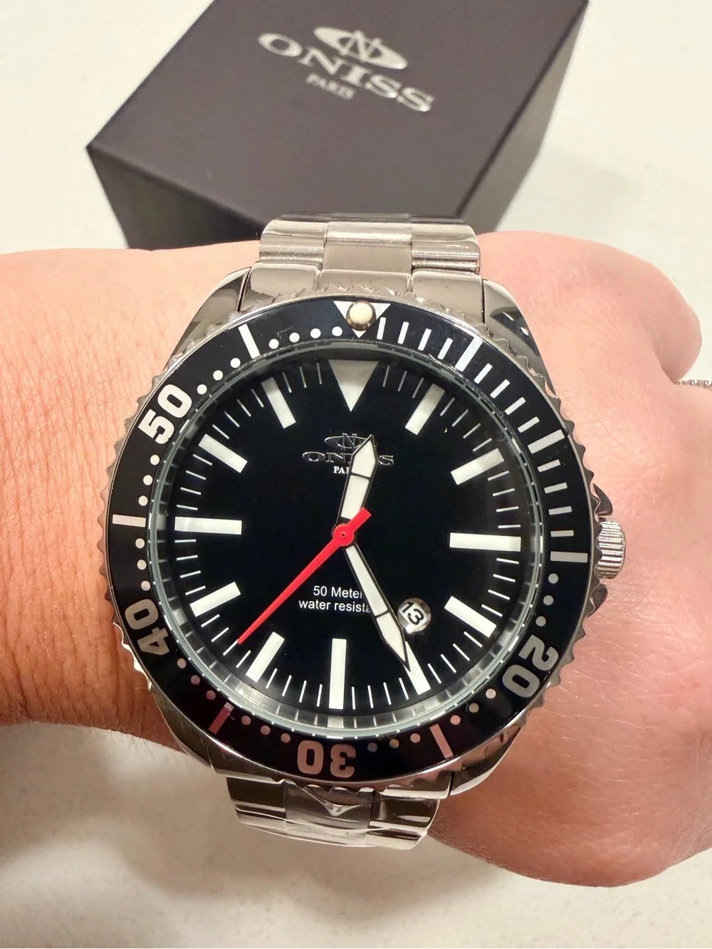 Oniss Paris Men's Stainless Steel Dive Watch - Black Dial